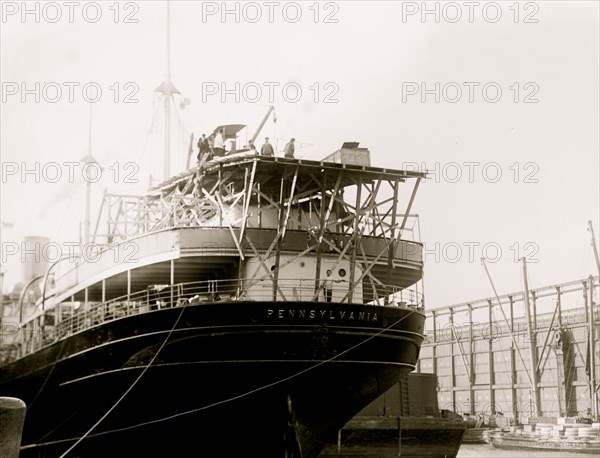 Deck of "Pennsylvania" showing the Curtiss biplane