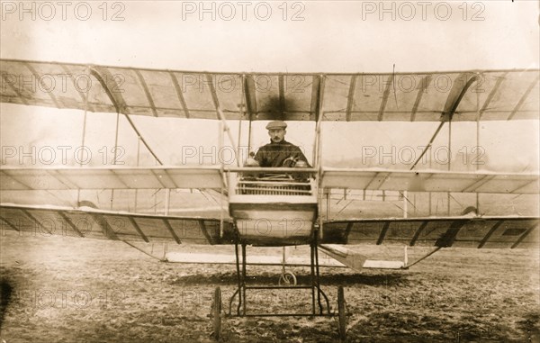 Delagrange in his aeroplane 1908