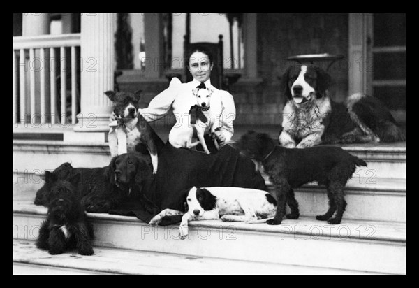Mrs. Patten and Her Seven Dogs 1900