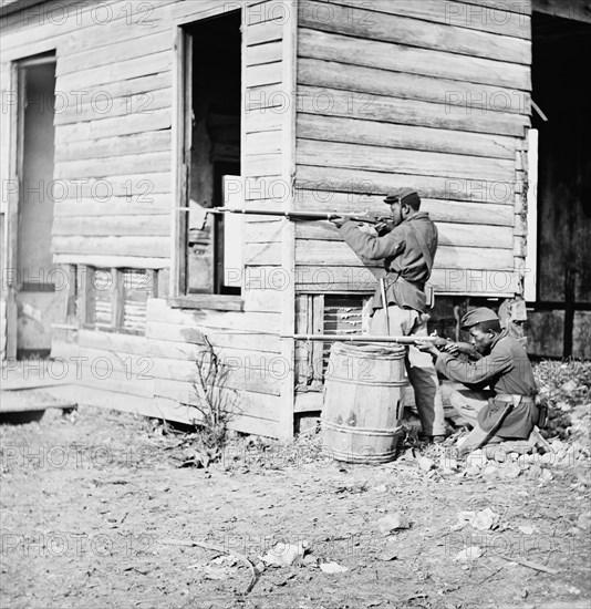 Dutch Gap, Virginia. Picket station of Colored troops near Dutch Gap canal 1864