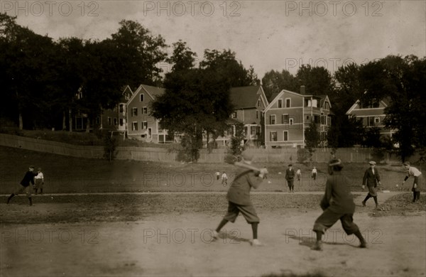 Emerson Wight Playground - 4:40 P.M., the workers play baseball 1916