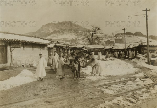 Japanese Staging Supplies from Korea for war against the Russians 1904