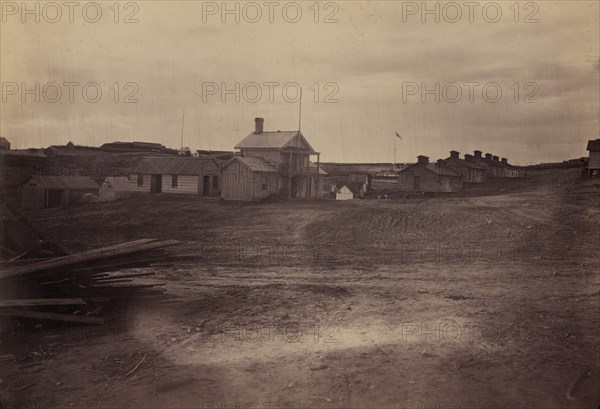 Fort Sumner, barracks for officers and soldiers in foreground 1863