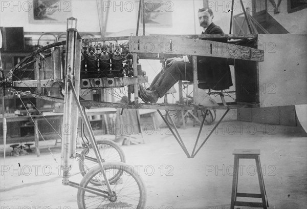 French Aviator & Engineer Louis Bleriot in his Workshop 1909