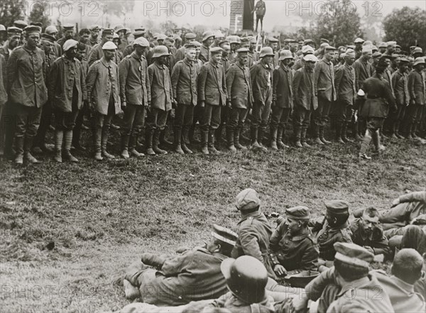 German prisoners lined up for examination