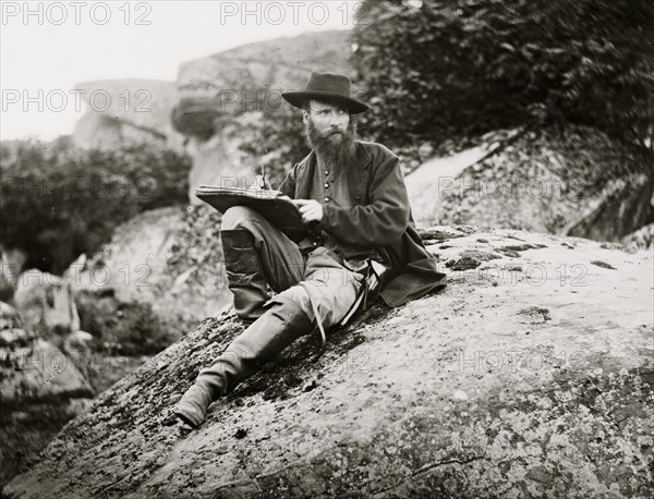 Gettysburg, Pa. Alfred R. Waud, artist of Harper's Weekly, sketching on battlefield 1863