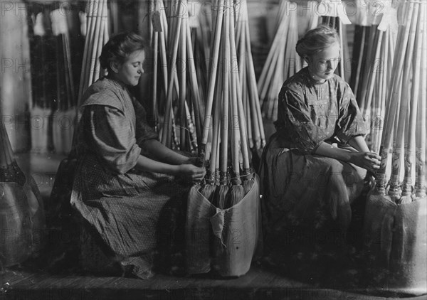 Girls in Packing Room. S. W. Brown Mfg. Co. Broom Manufacturing 1908