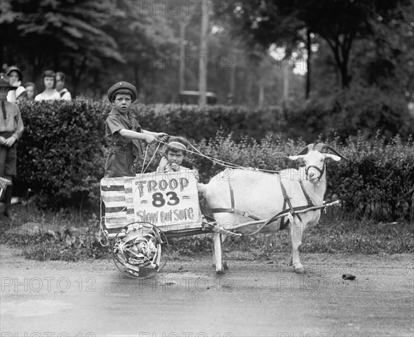 Goat Pulls Young Boys Cart in the Tacoma Festival 1922