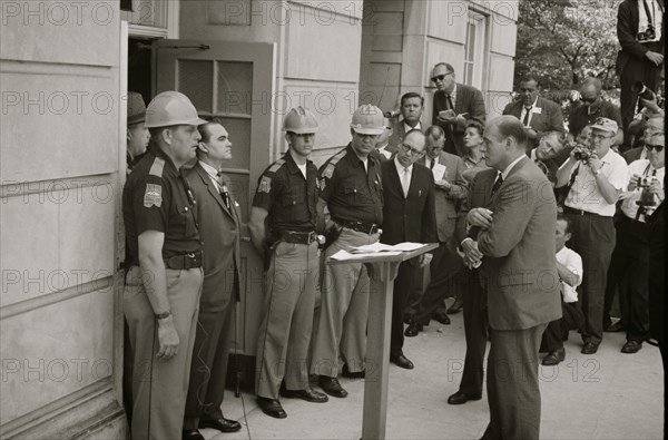 Governor George Wallace attempting to block integration at the University of Alabama 1963