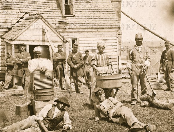 Group of contrabands at Allen's farm house near Williamsburg Road 1862