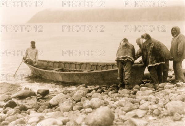 Launching the boat--Little Diomede Island 1928