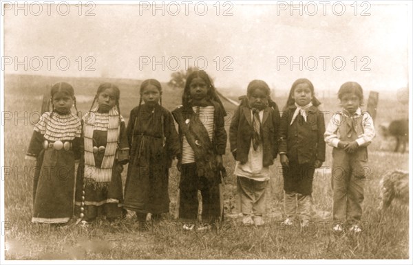 Hampton Institute, Hampton, Va. - before entering school - seven Indian children of uneducated parents 1899