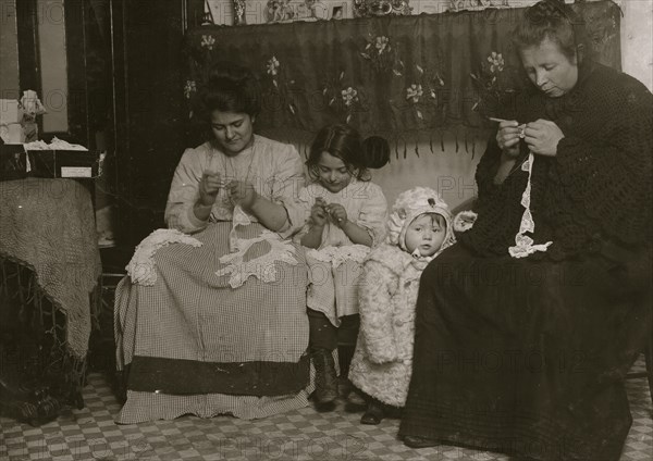 Italian Families manufacture lace from their tenement apartment 1911