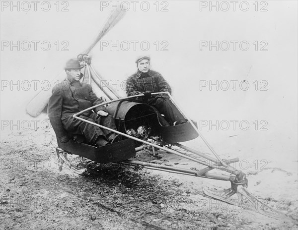 Ice Auto has two man sled with large propeller to drive thrill seekers across lake bed