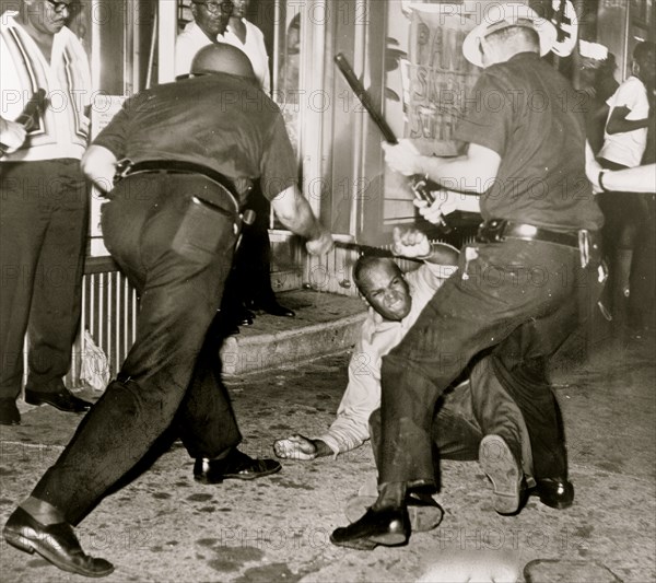 Incident at 133rd St. and Seventh Ave. last night as Harlem was torn by disorder 1964