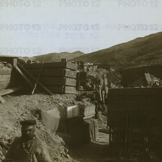 Inside one of the Russian trenches many times assaulted  1905