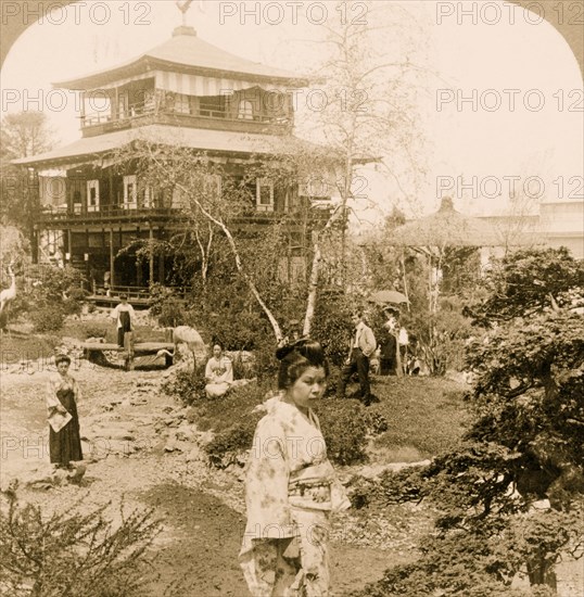 Japanese garden before a -house, World's Fair, St. Louis, U.S.A. 1904