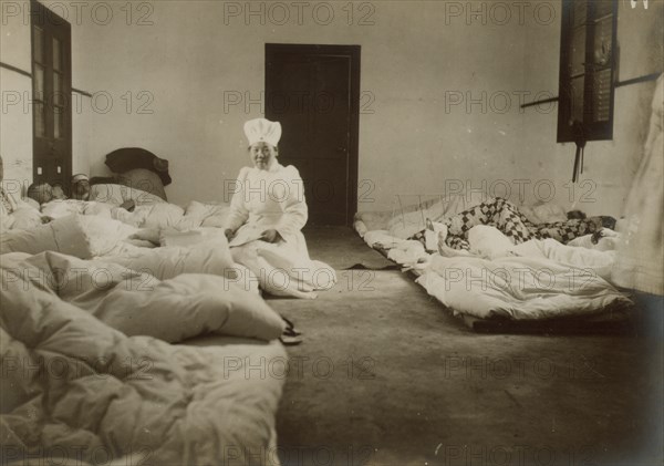 Japanese Red Cross nurses at Chemulpo attending Russian soldiers wounded in battle of Feb. 9 1904