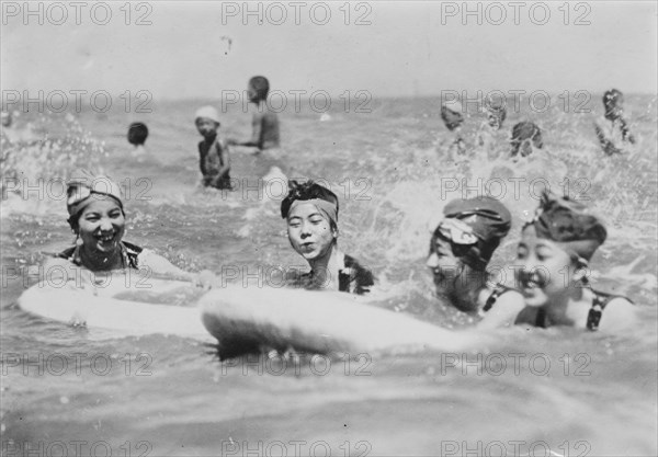 Japans Girls Swim in the Ocean