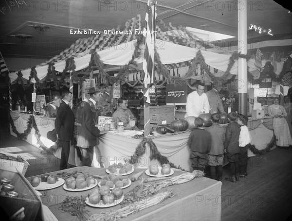 Jewish Farmers Exhibition for Produce with Signs in Yiddish and English
