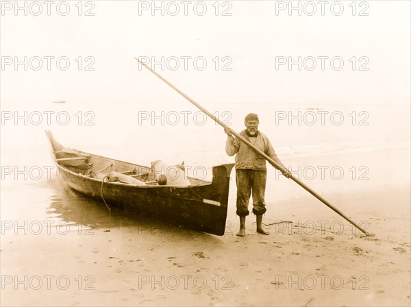 Light House Joe, an old Makah Indian by boat, 1911