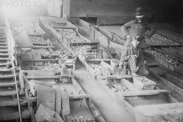 Miners Amongst Coal Boxes in Wilkes-Barre Mines 1912