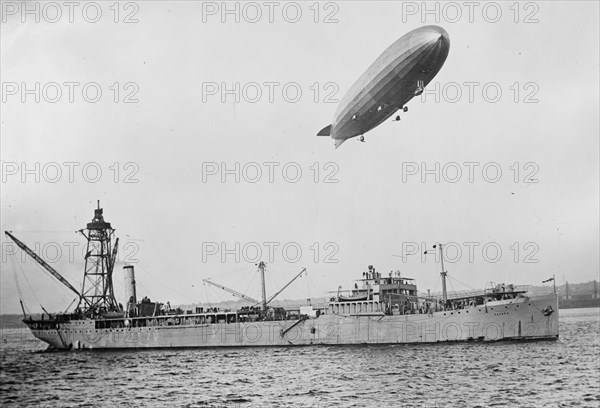 U.S.S. PATOKA & SHENANDOAH (blimp overhead)