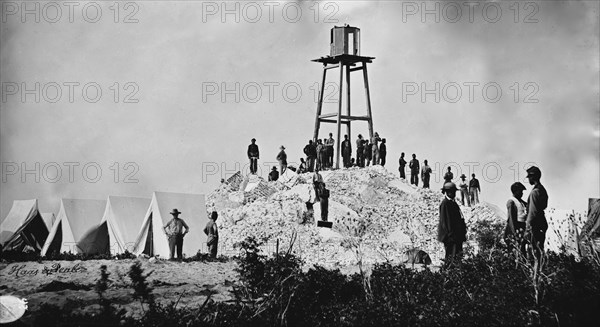 Morris Island (vicinity), South Carolina. Ruins of Charleston lighthouse 1863