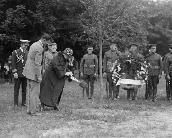 Mrs. Harding planting tree 1923