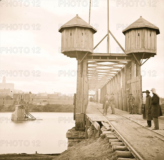 Nashville, Tennessee. Fortified bridge over the Cumberland River 1864