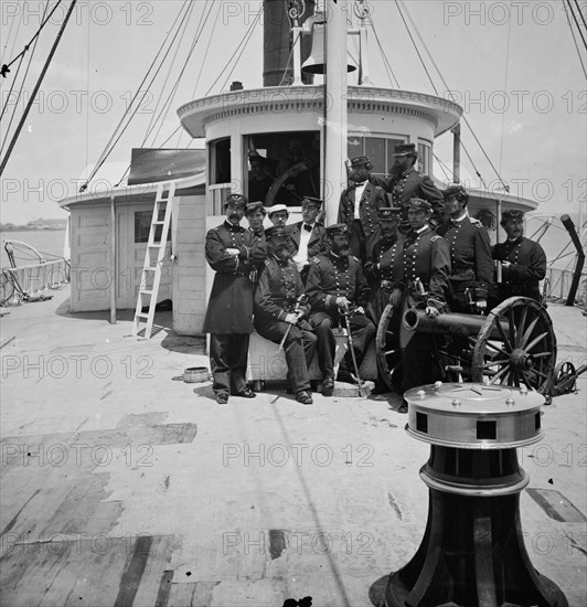 Officers of the U.S.S. Philadelphia before pilot-house 1863