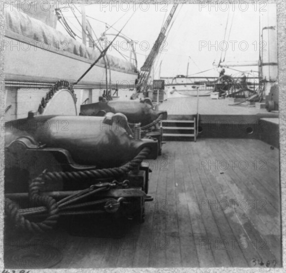 Naval Guns On deck of the U.S.S. Pawnee--off Charleston, S.C. 1863