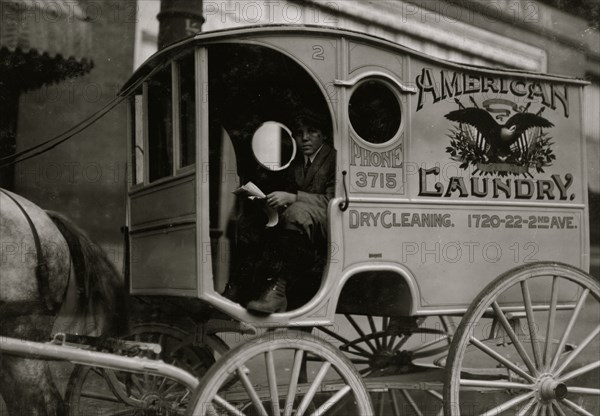 Laundry Wagon with Young Boy 1914