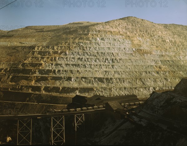 Open-pit workings of the Utah Copper Company, Bingham Canyon, Utah. 1942