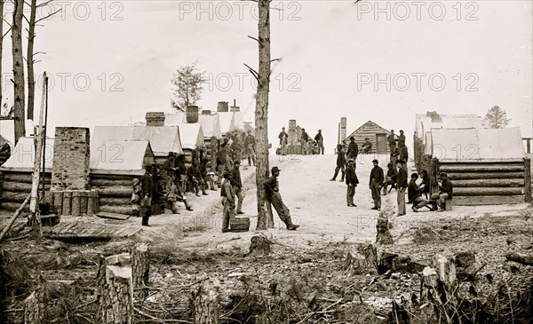 Petersburg, Va. General view of camp of Oneida, N.Y., Independent Cavalry Company at Army headquarters, with men at leisure 1865