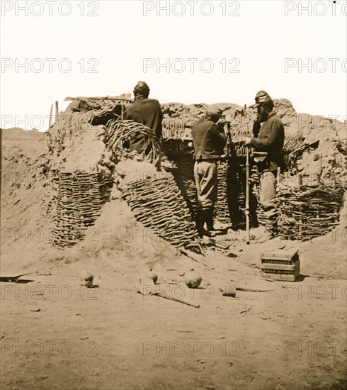 Petersburg, Virginia. Federal picket line in front of Fort Mahone 1865