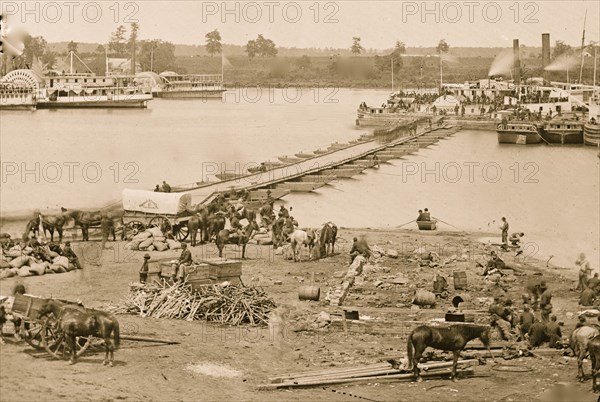 Port Royal, Va. Transports being loaded from a pontoon bridge during the evacuation 1864