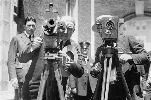 President Harding Tries out a Motion Picture Camera 1920