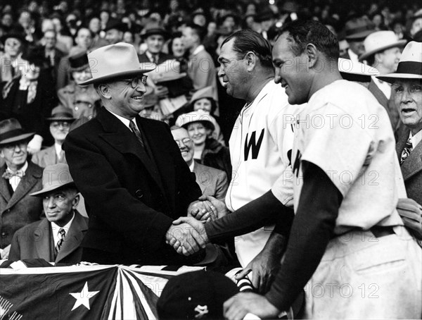 President Harry Truman Shakes hands with Players 1944