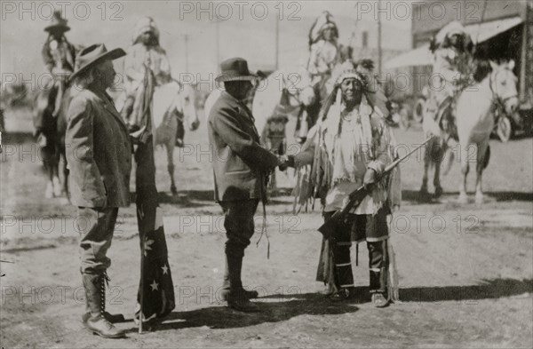 Prince of Monaco Meets and greets Buffalo Bill Cody and a Native American Chief