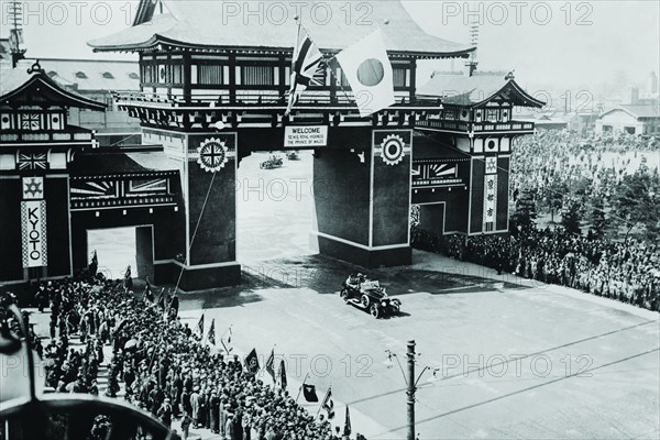 Prince of Wales Motorcade Visits Kyoto, Japan between the wars