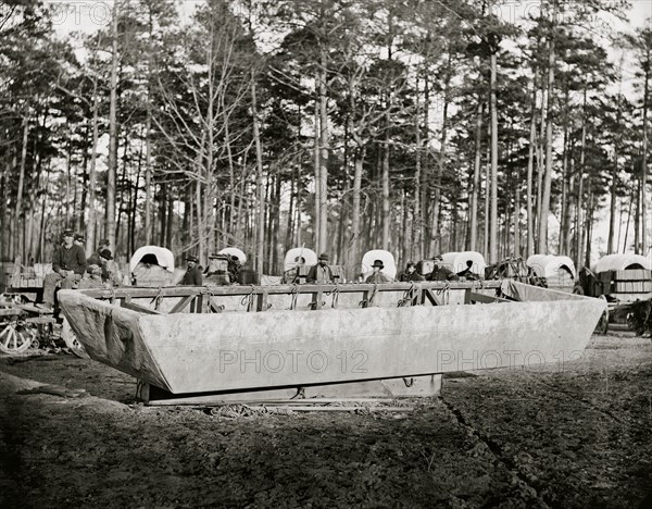 Rappahannock Station, Va. Canvas pontoon boat, 50th New York Engineers 1863