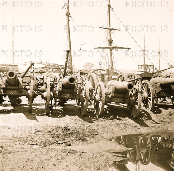 Captured siege guns at Rocketts 1865