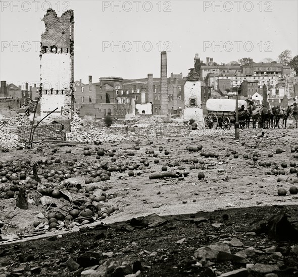 Richmond, Va. Grounds of the ruined Arsenal with scattered shot and shell 1865