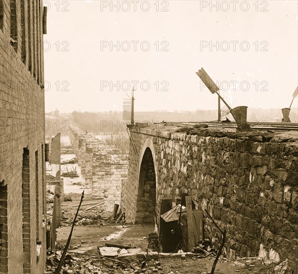 Richmond, Va. Ruins of Richmond & Petersburg Railroad bridge 1865