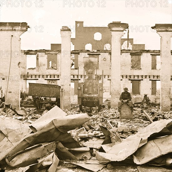 Richmond, Virginia. Ruins of Richmond & Petersburg Railroad depot. 1865