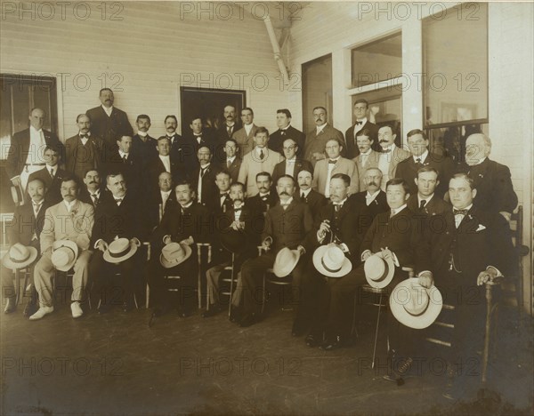 Russian & Japanese delegates and members of the press  1905