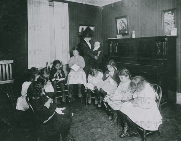 Sewing class in Sprague House Settlement Providence, R.I. 1912