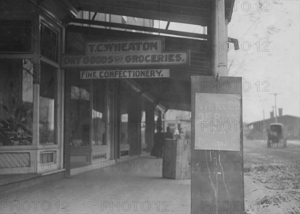 Sign on Company store, Wheaton Glass Works, Millville, N.J. 1909
