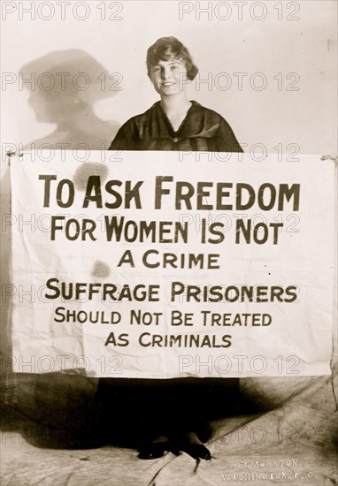 Suffragette Lucy Branham with Posters 1919
